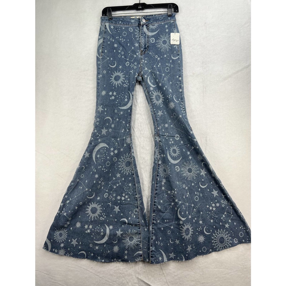 Free People Just Float On Printed Flare High Rise Jeans - Picture 2 of 9